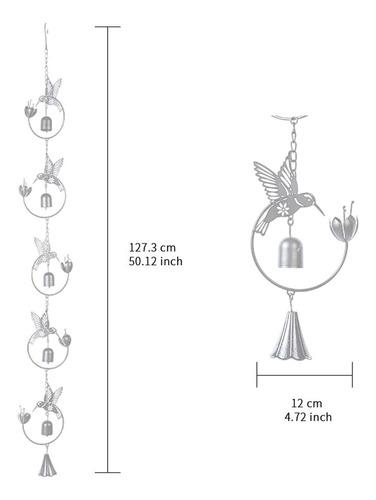 Adorno Colgante De Campana De Viento De Metal Con Plata
