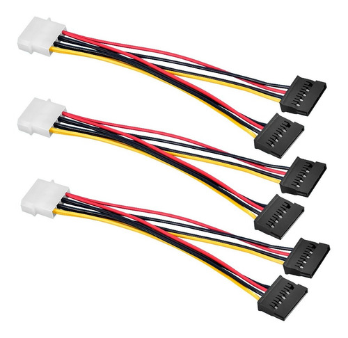 3x2 Cable Adaptador Molex A Doble Sata 15 Pines 2 Puertos  