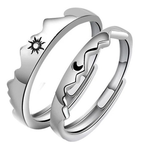 Anillos Set Sol Y Luna Parejas Amor Novios Regalo Ajustable