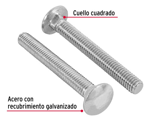 Tornillo Tipo Coche 3/8' X 3´ Redondo Metal Auto 40pz 44734