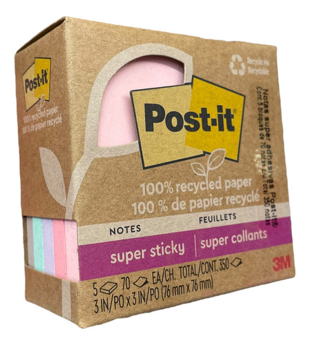 Notas Adhesivas 3m Post It Cubo 3x3 Colores Pastel 350 Hojas