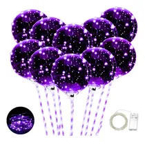 Comprar 10 Globos Burbuja Cristal Led Violeta Palitos Porta Globos 
