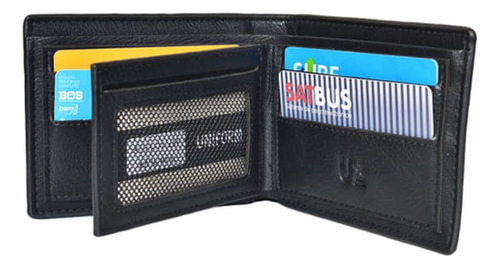 Billetera Seguridad Rfid Uniform Estilo Moderno Negro Liso