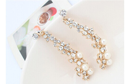 Pendientes Colgantes Largos Con Diamantes De Imitación En V
