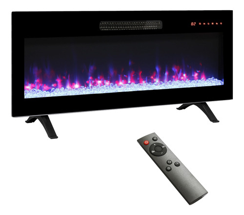 Calentador Eléctrico De Chimenea Empotrado Con Control Remot Negro