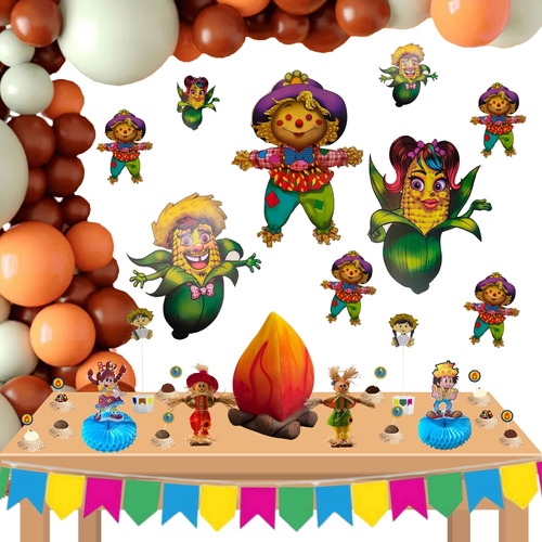 Decoração Festa Junina Completa Espantalho Painel Junino Kit