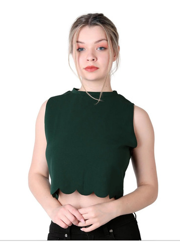 Blusa Top Corto Crop Moda Corte Ondulado Playa Ombliguera Sh