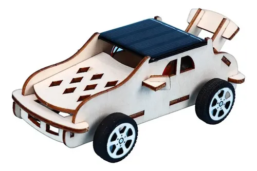 ☀️ Kit De 2 Coches Solares De Madera – Juguete Educativo STEM Para Niños (Energía Solar, DIY, 14.5 Cm)