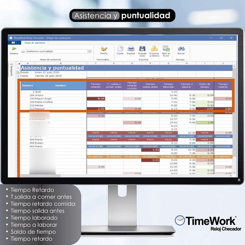 Timework Reloj Checador Biométrico, Usb Y Red, App Opcional Negro