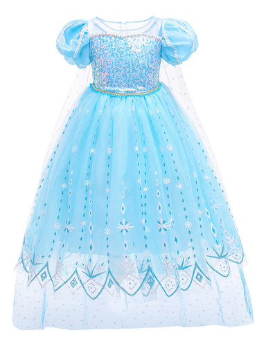 Vestido De Manga Corta Para Niña Ice And Snow Romance Elsa