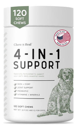 Vitamina Para Perros 4 En 1 Chew + Heal 60 Soft Chews