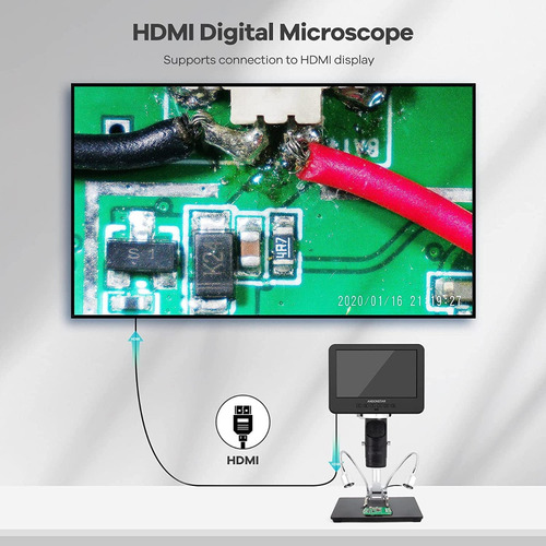 Imagen 3 de 10 de Microscopio Digital Andonstar Ad246s-m 3 Lentes Hdmi Metal