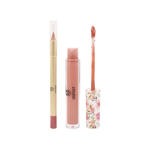 Set Brillo Labial + Lápiz Delineador Labios Maquillaje