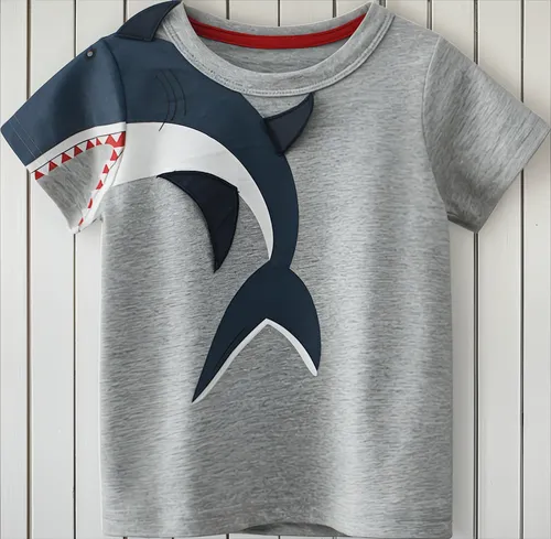 Camiseta Con Diseño 3d De Tiburón