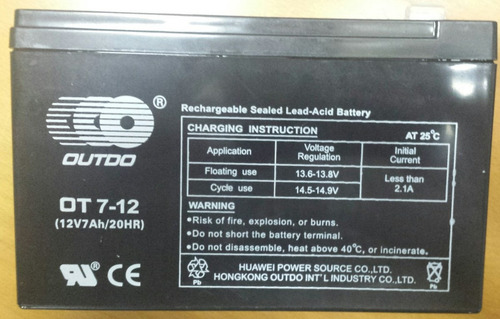 Bateria Recargable 12 V / 7 Ah Para Ups Y Centrales