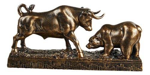 Figura De Toro Y Oso, Adorno De Mesa, Color Bronce