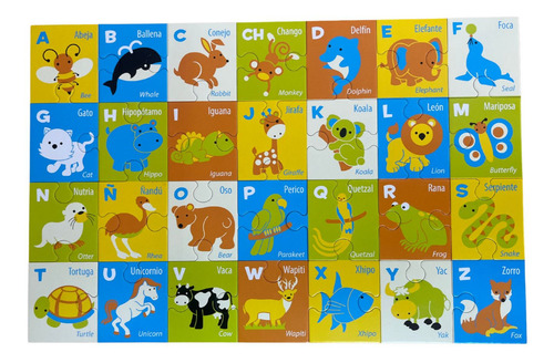 Rompecabezas Wunndentoy 4805 Gigante Alfabeto Animales 28 Pzas