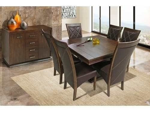 Comedor Tapachula 6 Sillas - Tabaco Këssa Cdmx Color Nogal Diseño de la tela de las sillas Liso
