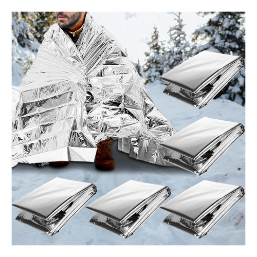 2x 5 Uds Manta De Emergencia Lámina Mylar Manta 51 X 83