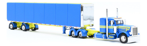 Tráiler Escala 1/64 Peterbilt 379 Remolque Dsd 69-1679 Color Azul Acero