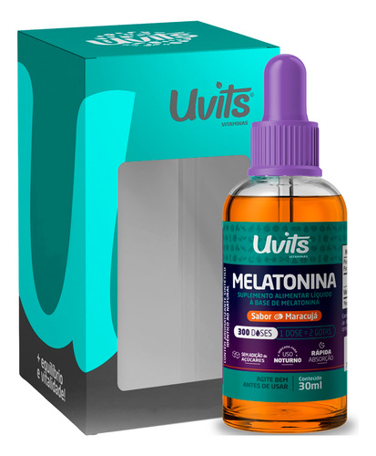 Melatonina Pura 30ml Gotas Com Sabor - 300 Doses