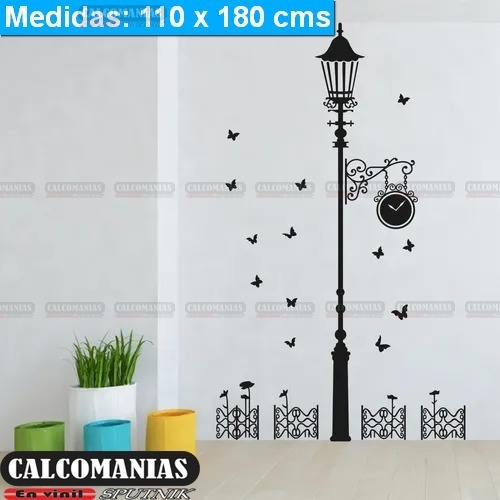 Vinil Decorativo Farol Reloj Mariposas 110x185 