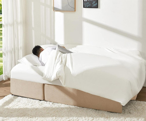 Sofa Cama Convertible 2 En 1 Tela Color Beige Marca Merluxy