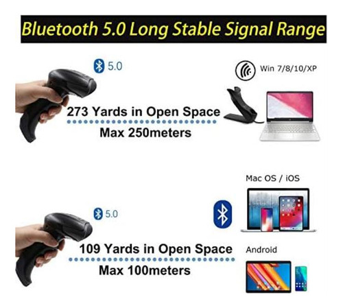 Teemi Escáner De Código De Barras Bluetooth 1d 2d Con Base Y
