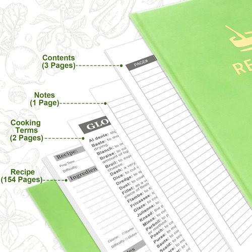 Libro De Recetas En Blanco 7x9.6 - Cuaderno De Cocina Elegan