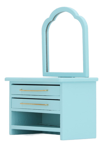 Tocador Miniatura 1:12 De Madera De Abedul De Color Azul