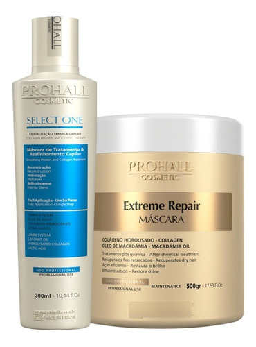 Prohall Progressiva Sem Formol 300g + Máscara Extreme Repair