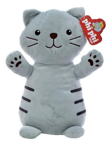 Peluche Gato Parado Gris Y Naranja 30cm Phi Phi Toys