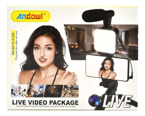 Kit De Grabacion Video Aro Luz Microfono Andowl Q-zj09