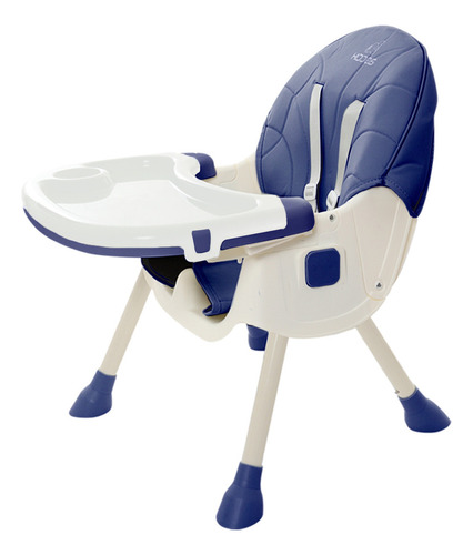 Silla Alta Periquera Bebe KIDDOS Mecedora Con Llantas 5 En 1 Ajustable Plegable Asiento Piel Bandeja Extraíble Segura Color Azul