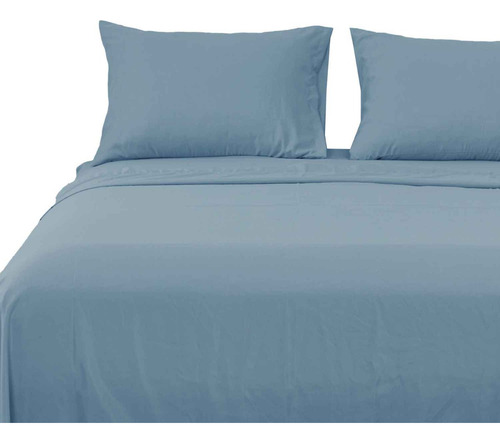 Sabanas Microfibra 2 Plazas Lisa Azul
