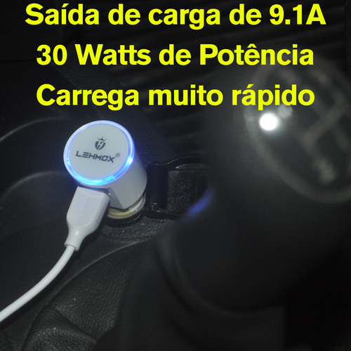 Carregador Celular Carro Tipo C Rápido Turbo 30watts Veiculo Branco
