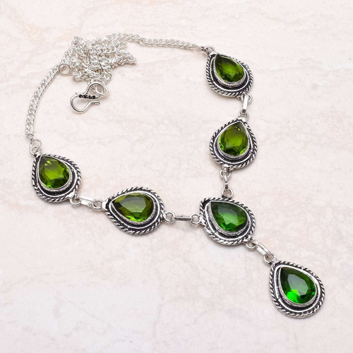 Peridotos Facetados, Gargantilla En Plata 925 , 