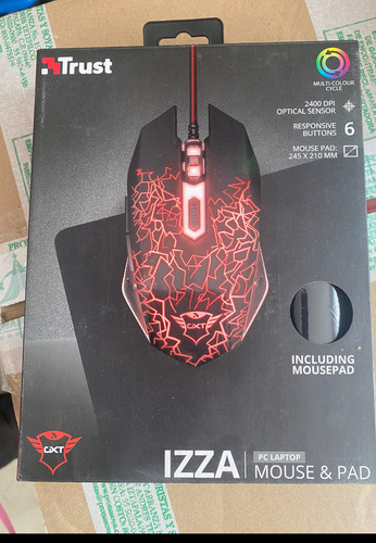 Set De Mouse Gamer Trust Gxt 783 Izza Negro + Mousepad