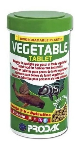 Alimento Peces Fondo Prodac Vegetablet 60g Espirulina Aloe