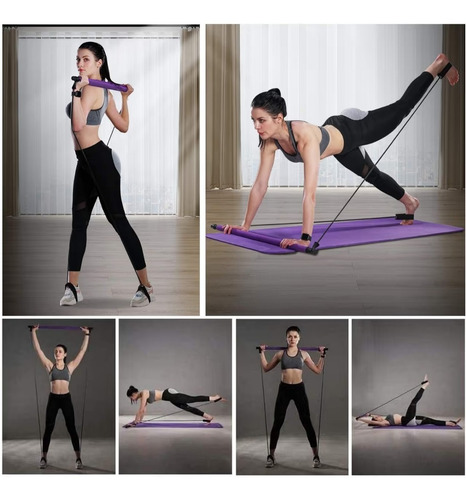 Barra Pilates Fitness Con Banda Elástica Resistencia