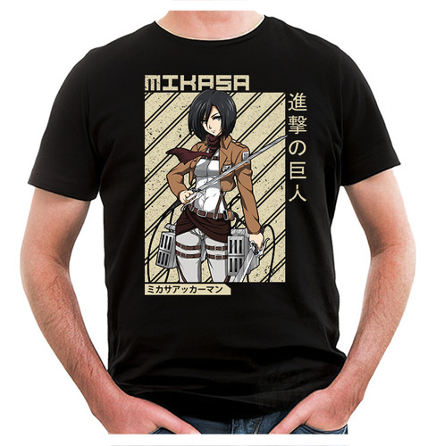 Remera Attack On Titan Mikasa Ackerman 08 (negra:) Ideas Mvd