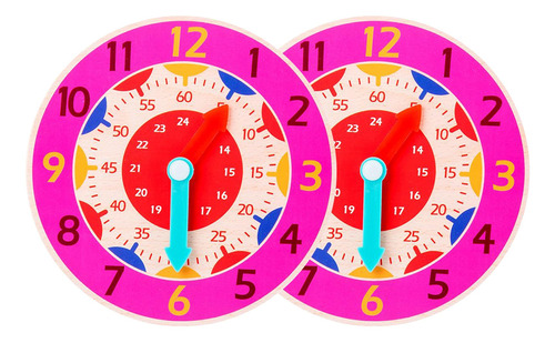 2 Piezas Niños Montessori Reloj De Madera Juguete