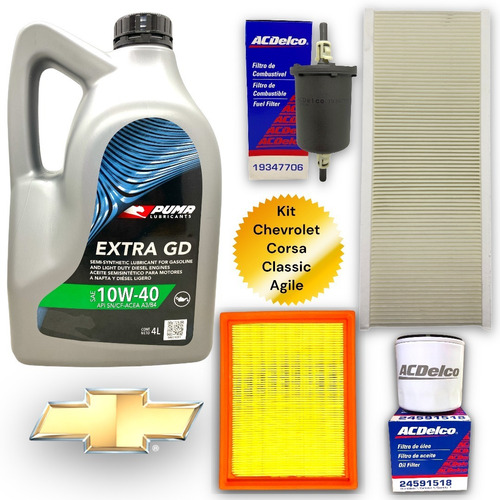 Kit Service Aceite 10w40 Y Filtros Chevrolet Corsa Agile