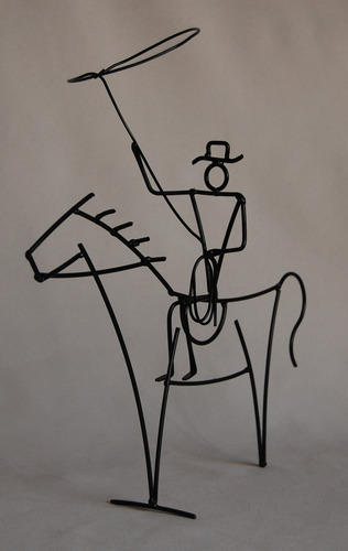 Centro De Mesa Artesanal Hombre A Caballo No Importado Negro