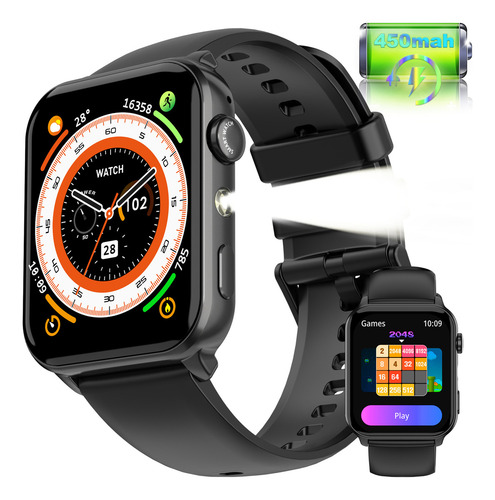 Reloj Smartwatch Hombre Smart Watch Mujer Blackview R30 Max 1.91'' Lcd Llamadas Por Bluetooth Con Luz Led Súper Brillante Negro Iowodo