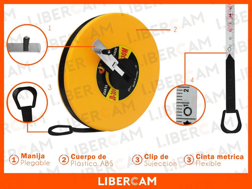 Imagen 7 de 10 de Cinta Metrica Agrimensor 30 Metros Flexible Plegable Manija