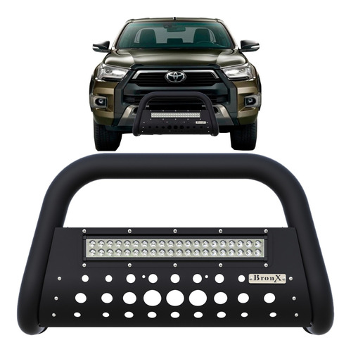 Burrera Toyota Hilux 2016-2020 Black Con Barra Led