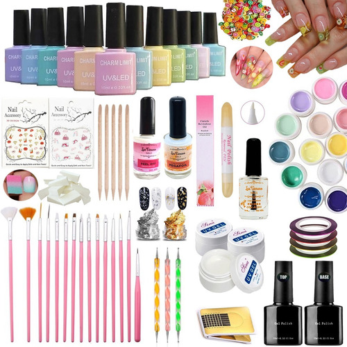 Kit Uñas Cabina Esmalte Semipermanente Decoracion Gel Uv