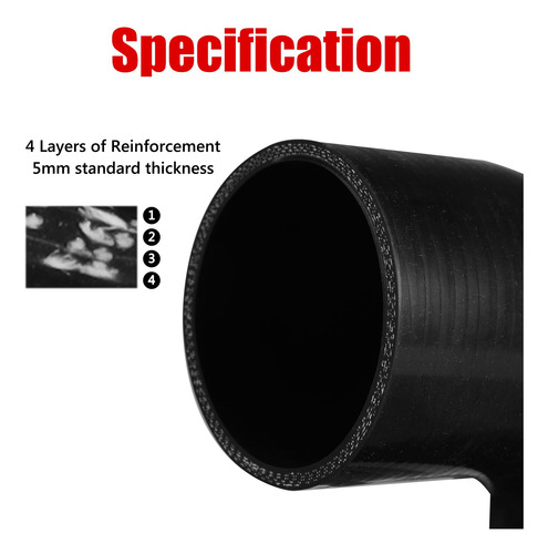 Kit De Tubo De Silicona Muyi Codo 90 Grados Id 76 Mm Color De La Manguera De Intercooler
