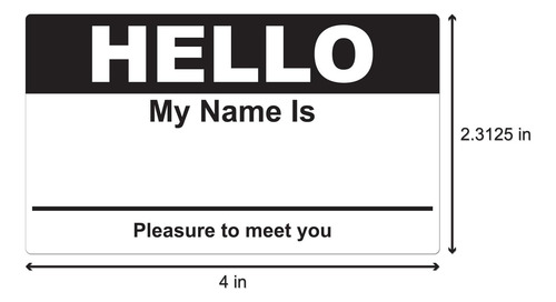 2-5/16 X 4 Hello My Name Is Colored Name Badges [black...